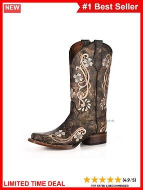 Distressed Leather Snip Toe Pull On Western Boots Embroidered